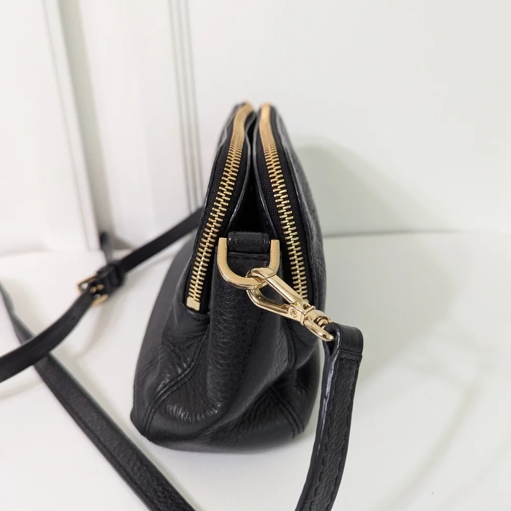 Michael Kors Jet Set Black Pebble Leather‎ Shoulder Bag  9 1/2
